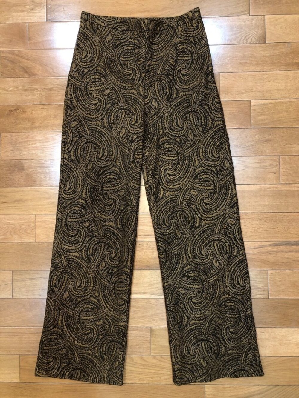 12th Tribe Milan Cognac Swirl Wide Leg Trousers Boho Festival Pants Size M NWT
